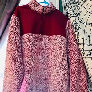 Red comfy fleece pull over